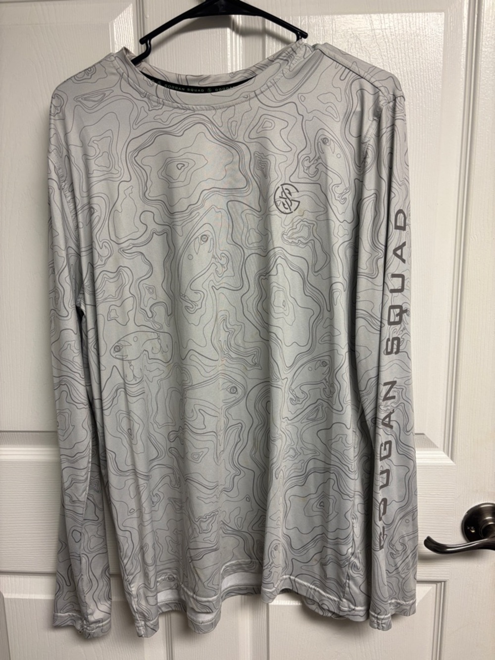 google Light Gray Long-Sleeve Performance Shirt with Topographic Print